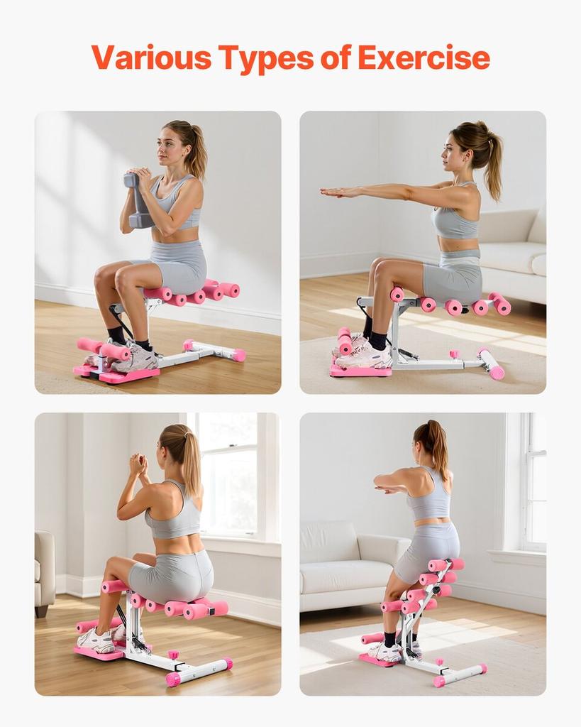 Deep Squat Machine, Adjustable Glutes Trainer Machine with 3 High-Strength Resistance Bands, Folding Core Leg & Glutes Exercise Trainer, Push Up