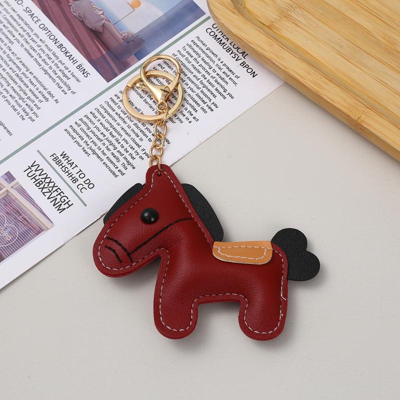 Schöner Leder Pony Schlüsselanhänger Cartoon Niedlich Tierkreiszeichen Pferd Anhänger Autoschlüsselanhänger Rucksack Hängende Dekoration Neujahrsgeschenk