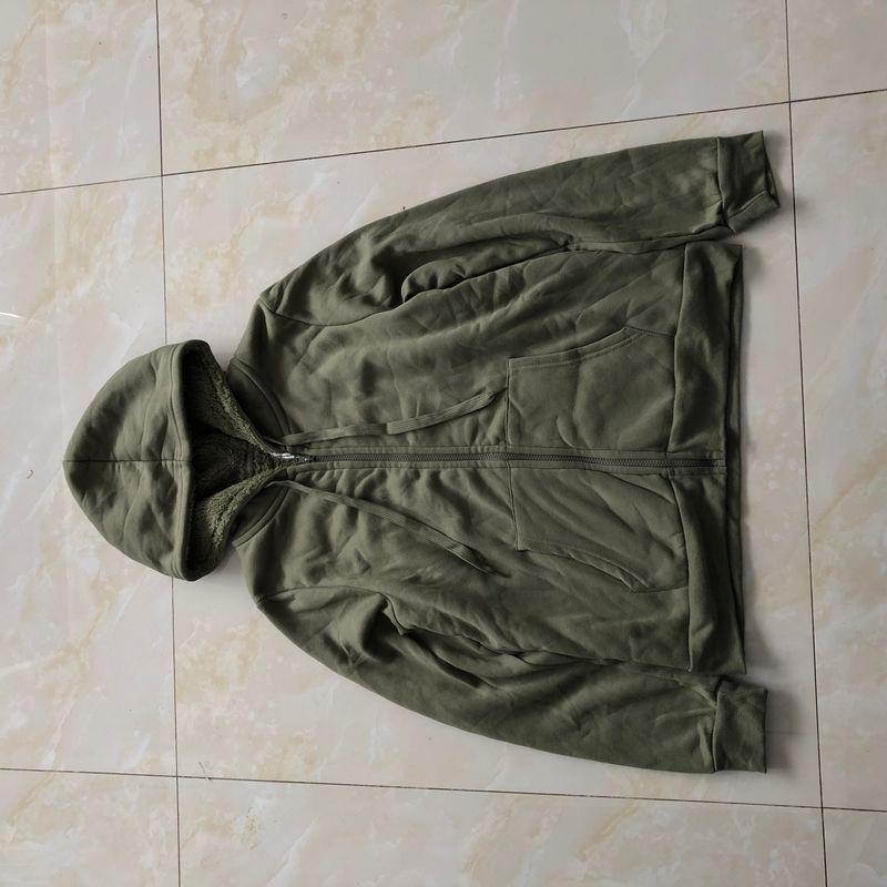 

Fleece Cardigan Outwear Winter New Arrival Foreign Trade Women s Clothing Minimalist Hooded Collar Long-Sleeve Zipper Casual Sweatshirt 30158 Army Green B- 9-31-3 XL