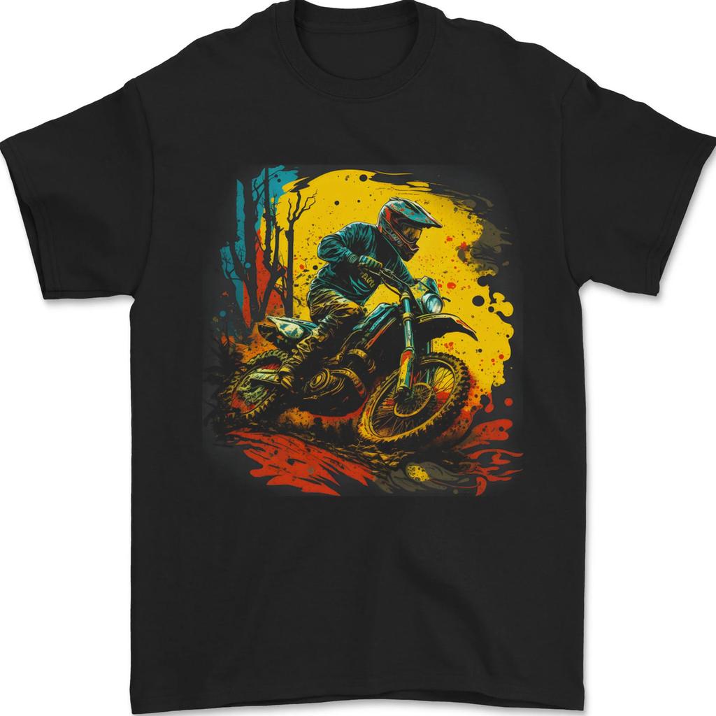 A Motocross Rider MotoX Dirt Bike Scrambler Mens T-Shirt 100% Cotton
