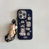Ins 3D plush dog puppy pendant bracelet cute cartoon animal phone case for iphone 17 13 14 15 pro max 16 promax capa