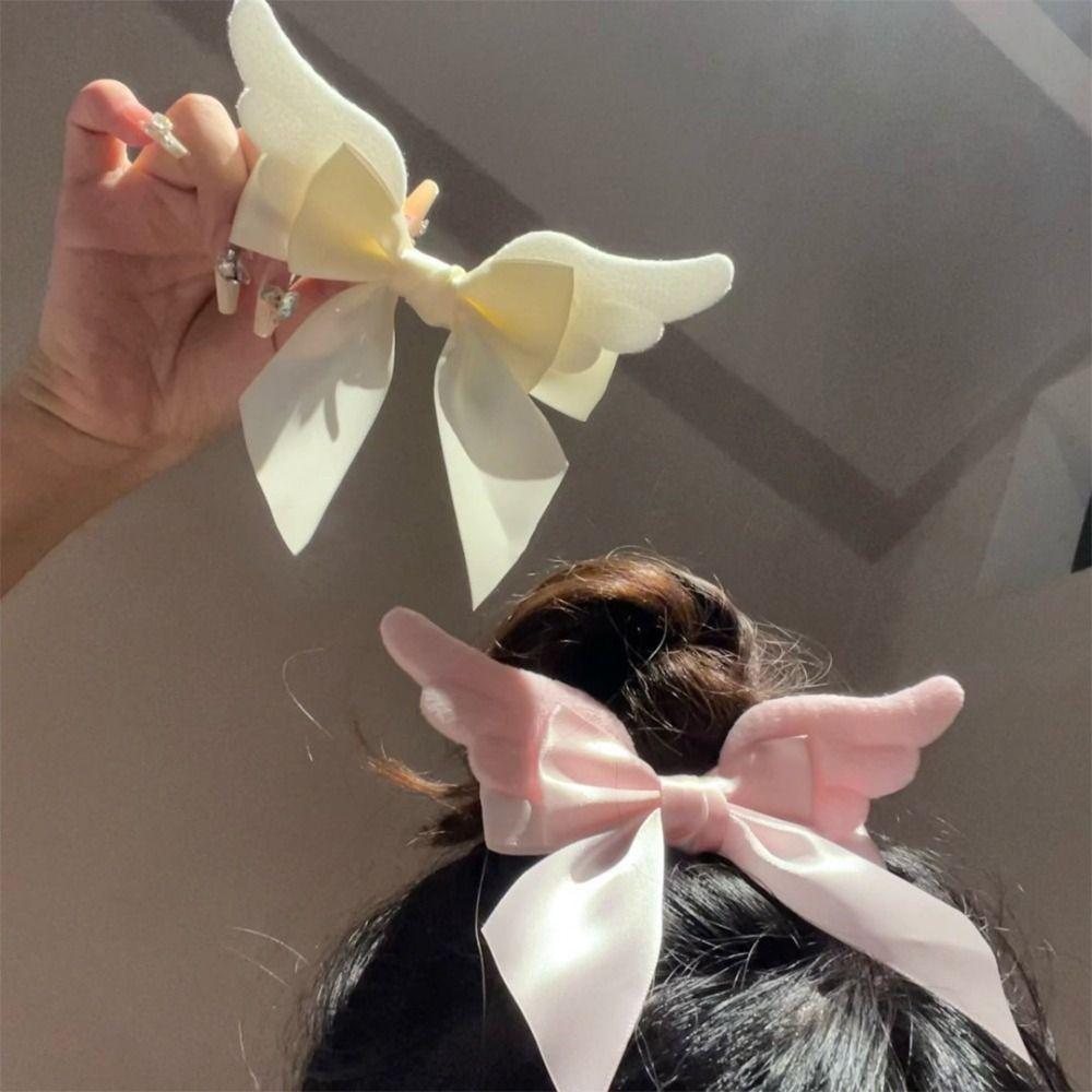 Y2K Satin Bow Hairpin Spicy Girl Cute Duckbill Clip Sweet Cool Children Side Clip  Women