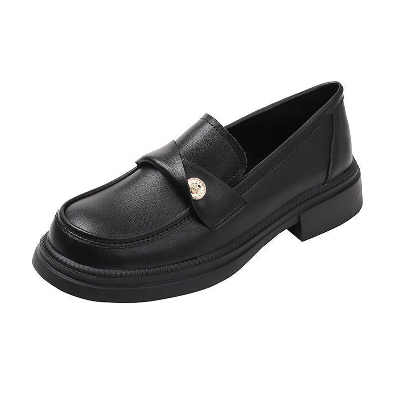 French Gold Coin Loafers Women's British Style 2025 Spring and Autumn New Platform Thick Heel Single Shoes One Pedal Small Leather Shoes