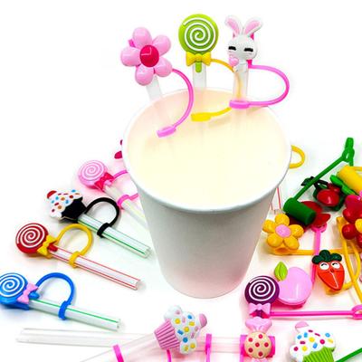 5Pcs Straw Cover for Tumbler Dustproof Straw Topper Lollipop Design Silicone Straw Tips Lids Cute Straw Protector Straw Decoration Party Favors
