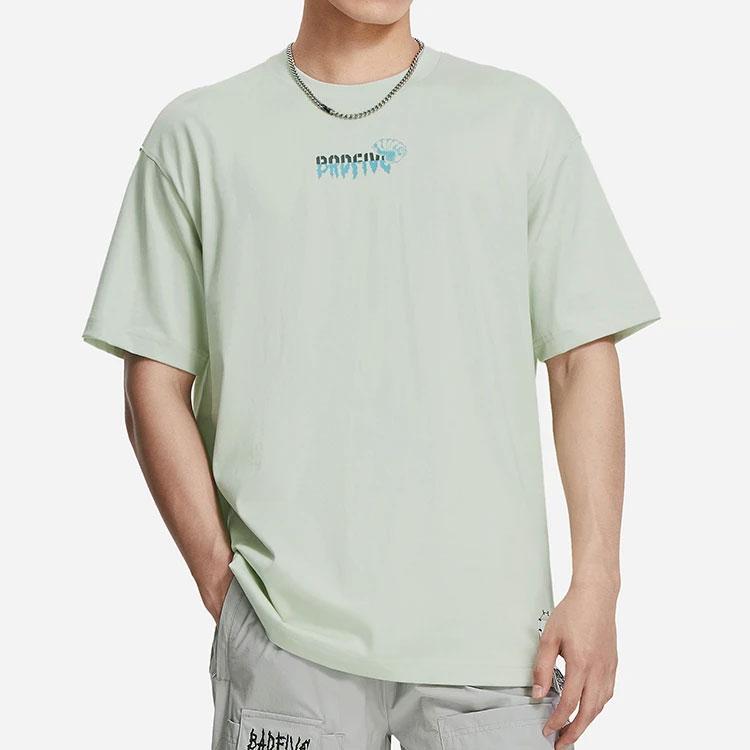 Li-Ning Badfive Cartoon Graphic Letter Print Loose Casual Round Neck T-Shirt Unisex Tops Foam-Green AHSS423-2