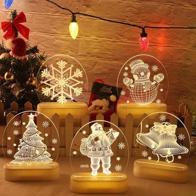 LED Christmas String Lights: 3D Letter Neon Decorative Night Ornaments with Acrylic Base