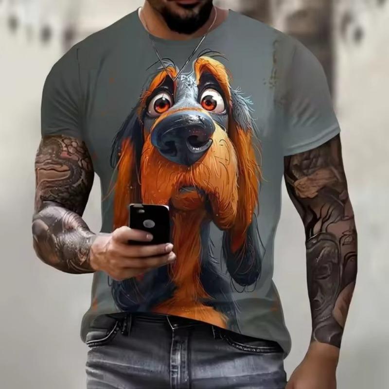 Men's Halloween Smile Monster Funny 3D Print Crew Neck Short Sleeve, Trendy T-shirt For Summer Outdoor Activities And Festival Parties