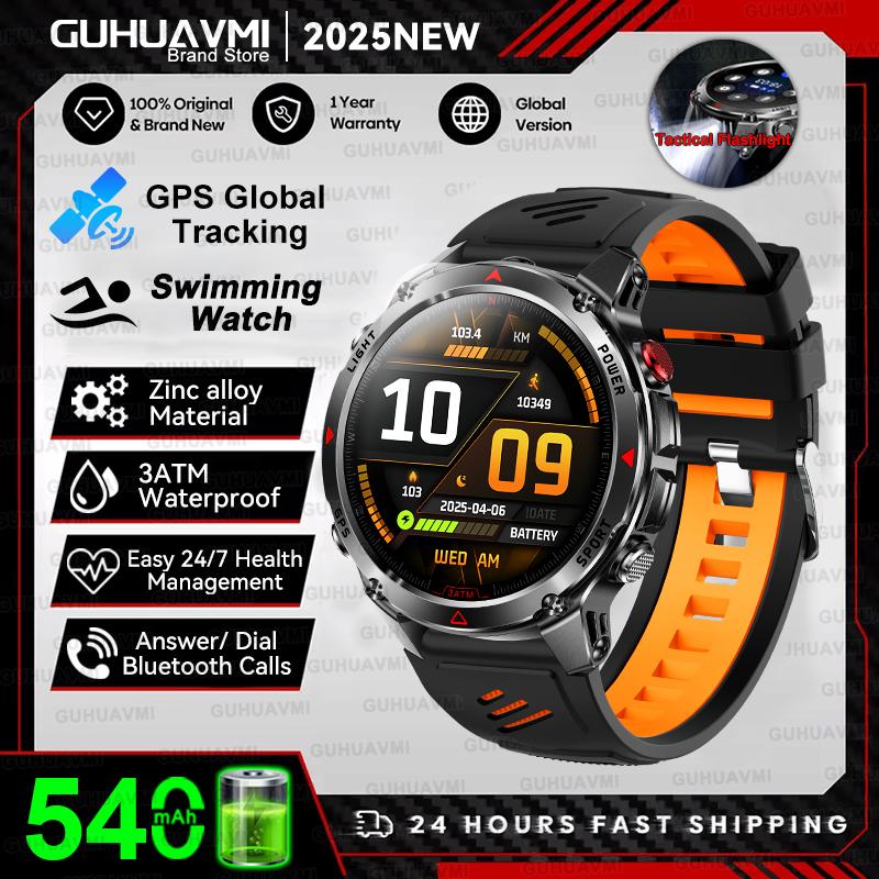 New  Professional GPS Sports Smart Watch Men 1.46" AMOLED Screen 3ATM Compass Fitness Tracker Military Smartwatch