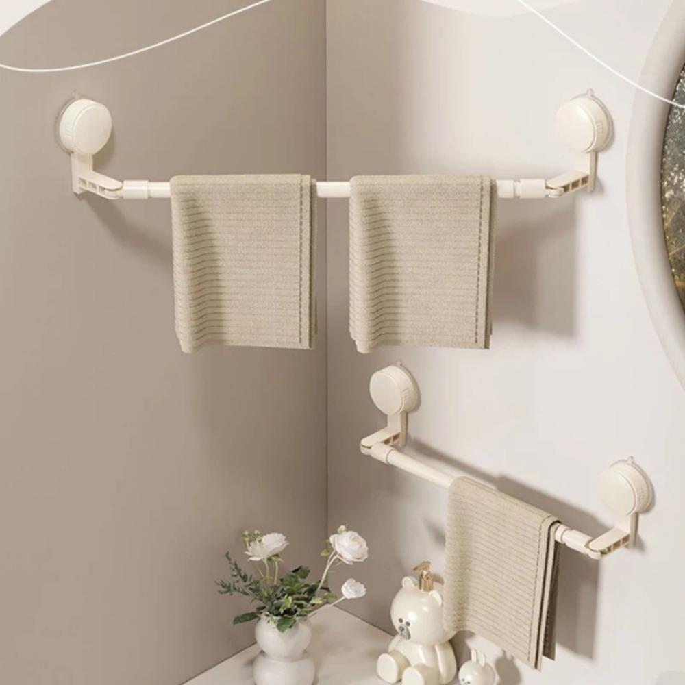Portable Suction Cup Wall Towel Rack Traceless Retractable Towel Holder Self-adhesive Single Rod Storage Shelf Kitchen Bathroom
