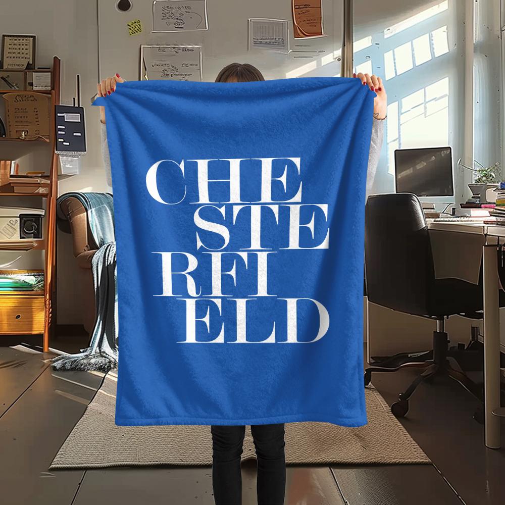 1pz Coperta in Flanella con Stampa Chesterfield F.C.C, Alta Qualità per Tutte le Stagioni, Arredamento per la Casa, Calore e Comfort, Perfetta per Regali di Natale