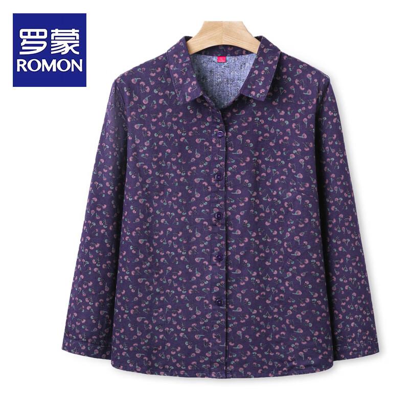 ROMON Women s Floral Pure Cotton Long Sleeve Shirt L