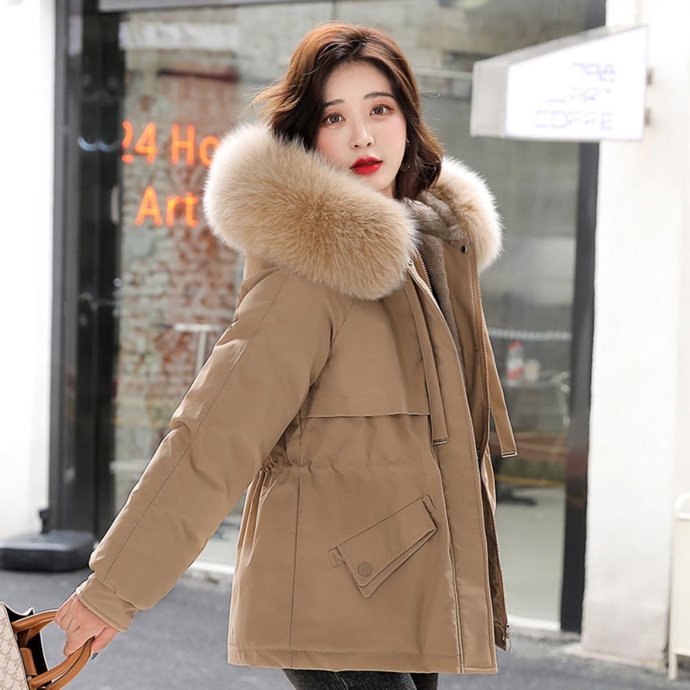 New winter Korean version medium and long lamb wool, thickened large size loose cotton clothes women's tide