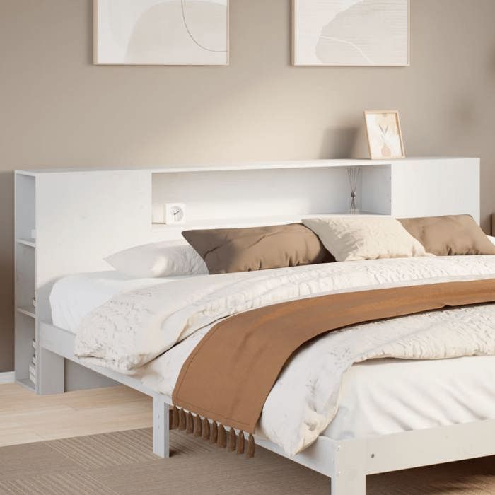 VidaXL Headboard with Storage White 180 Cm Solid Pine Wood, Wooden Headboard, Headboard with Storage, Head 855622