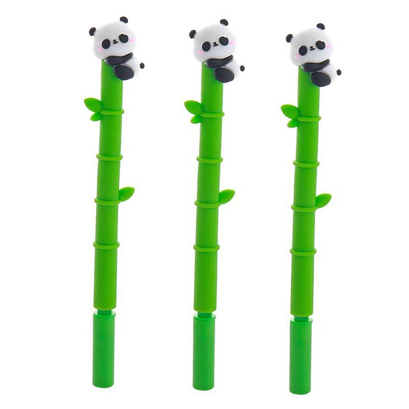 Bamboo Panda Neutral Pen for Students - Cute Panda Cartoon Design, Black, High-Quality Silicone, Prize Ballpoint Pen