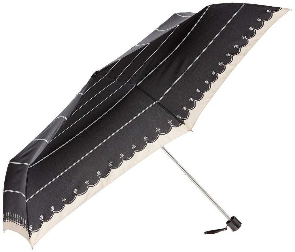 Folding Large Border Japan Rib 60cm Total Length 26cm 61cm 106cm Hand [Moonbat] Umbrella, Women's Umbrella, Size, & Flower, Women's, Black, Length