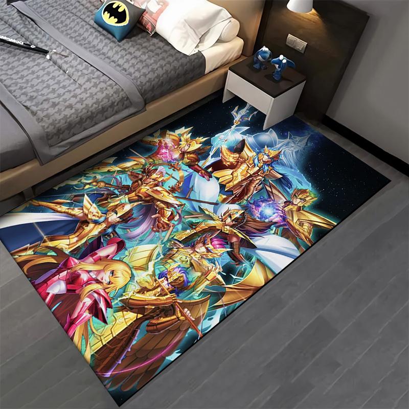 "Golden Armor Warriors Carpet with Vibrant Cosmic Fantasy Design" Suitable for use as an anti-slip for living room bedroom sofas