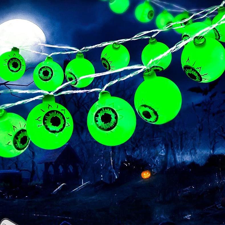 LED Halloween Ghost Eye String Lights - Flashing Eyeball Battery Decor