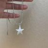 Y2k Style Star Pendant Necklace Round Beads Necklace Alloy Texture Star Pendant Neck Jewelry Present for Girls and Boy