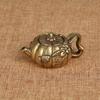 Home Decoration Small Crafts Gold Colours Copper Pumpkin Tea Pet Mini Teapot Cast Brass Pots Small Kung Fu Tea Ornament Tools