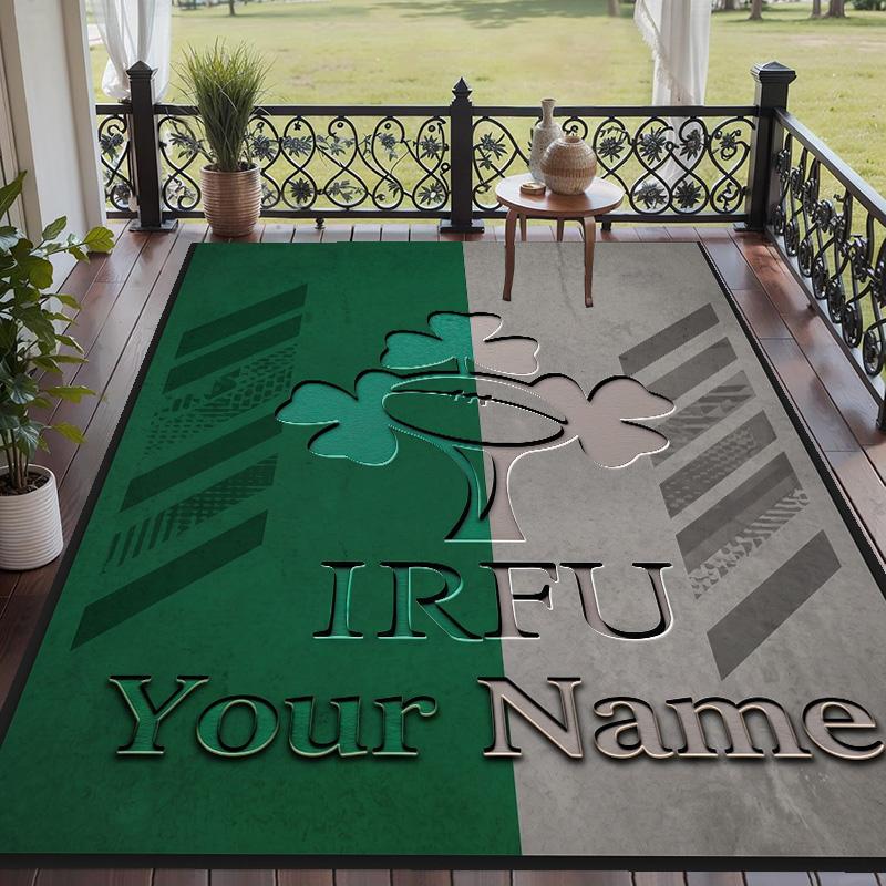 Custom Text Printed Rug Ireland Rugby Non Slip Floor Carpet For Home Room Decor