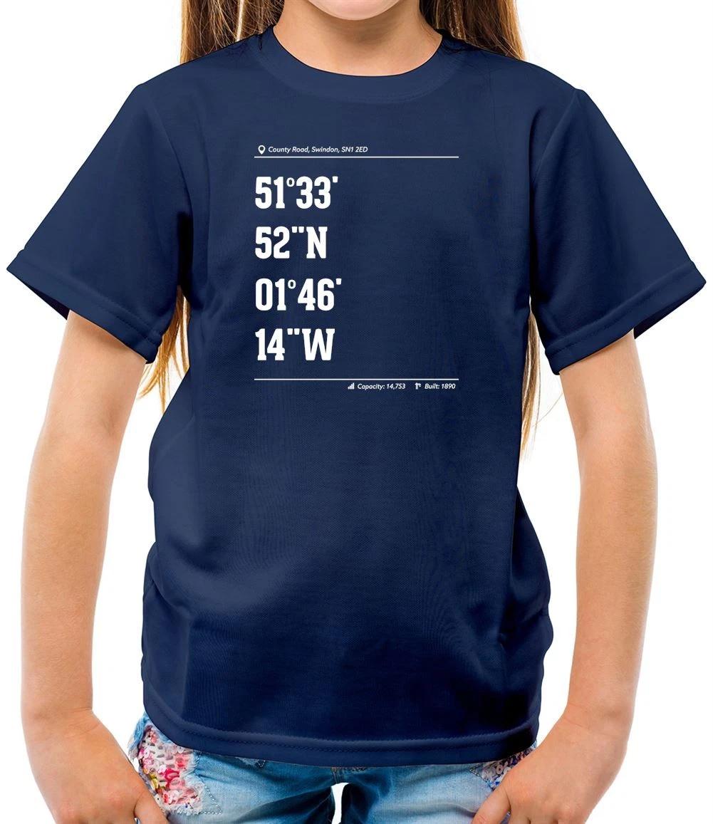 

Stadium Coordinates Swindon - Kids T-Shirt - Country Ground Robins Football 140