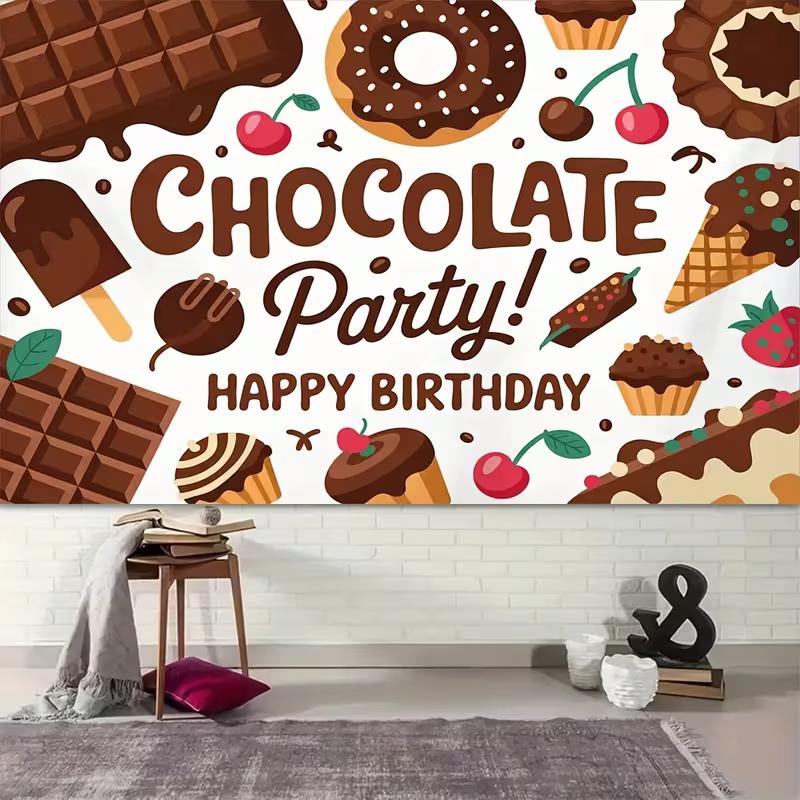 2D Sweet Chocolate Party Backdrop - Birthday Dessert Table Photo Booth Background