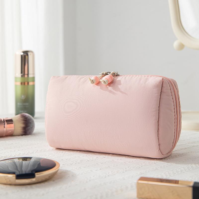 

Large Capacity Makeup Storage Bag Portable Nylon Lipstick Bag Multiple Partitioned Macaron Color Toiletry Cosmetic Bags розовый