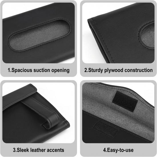 Tissue Holder In Car—PU Leather Car Napkin Holder, Car Kleenex Holder For Visor & Backseat, Easy To Use (Black)