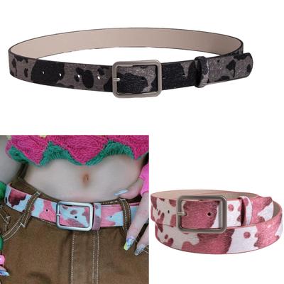 Lady Waist Belt Jean Belt PU Vintage Buckle Casual Ceinture Belt American Street Dance Cow Pattern Belt