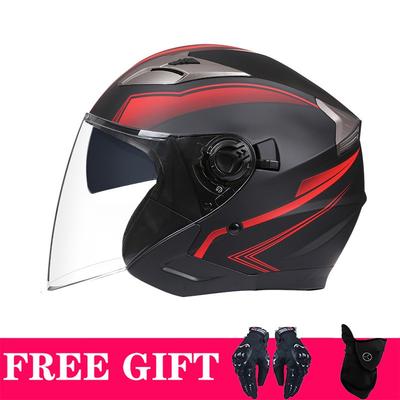 Dual Lens Motorcycle Helmet Men Women Retro Style Full Face Riding BLD Bike Scooter