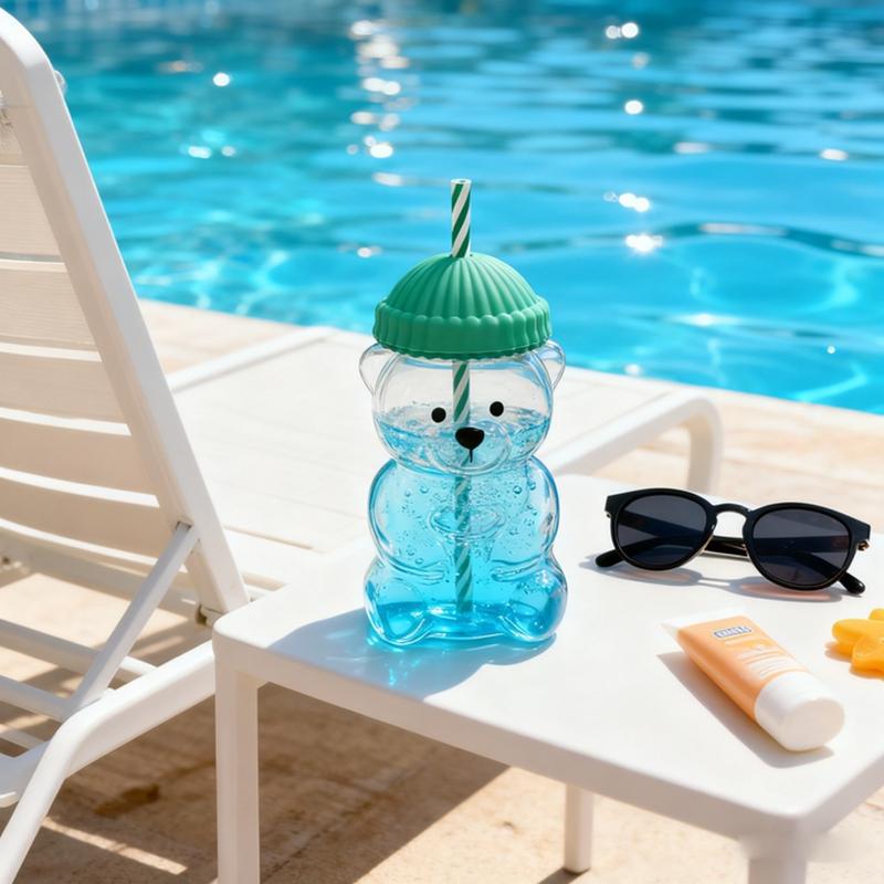 Novinka Na Tvar Medvěda Plastový Nebo Skleněný Hrnek Se Slamkou Hrnky Na Kávu Roztomilý Kreslený Kreativní Skleněný Hrnek Na Džus Hrnek Na Čaj Nádobí Na Pití