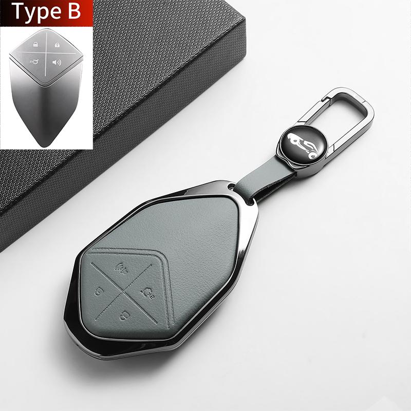 For Changan DEEPAL S07 L07 SL03 S7 G318 S05 Leather Metal Car Smart Key Case Cover Fob Car Protector Key Shell Decor Accessories