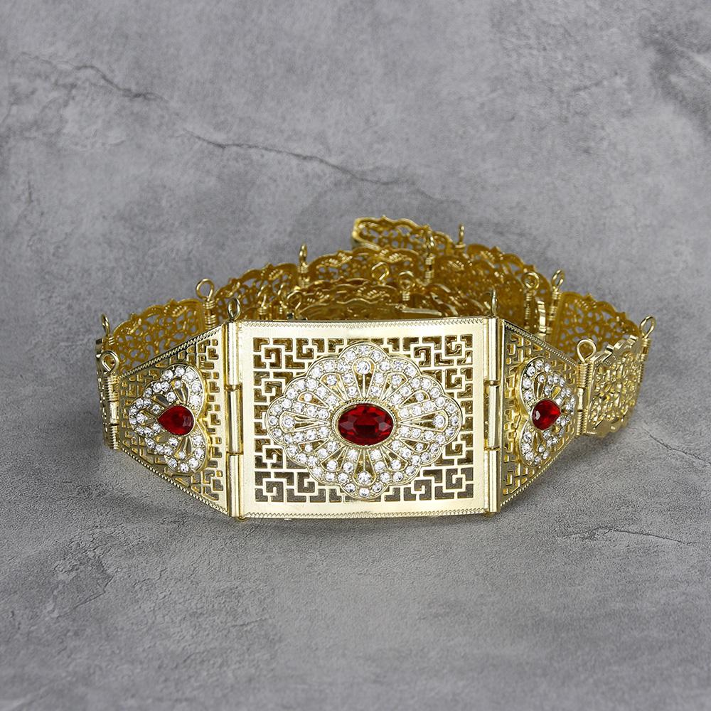 Gold Color Belt For Women Adjustable Length Crystal Ethnic Wedding Jewelry Gift
