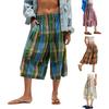 Women's Summer Boho Plaid Culotte Pants Casual Wide Leg Palazzo