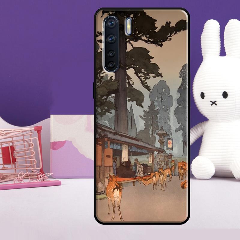 Japanese Style Ukiyo-e Art Case For Oppo A54 A74 A94 A80 A60 A40 A18 A38 A58 A78 A98 A96 A76 A16 A15 A17 A57 A77 A5 Pro