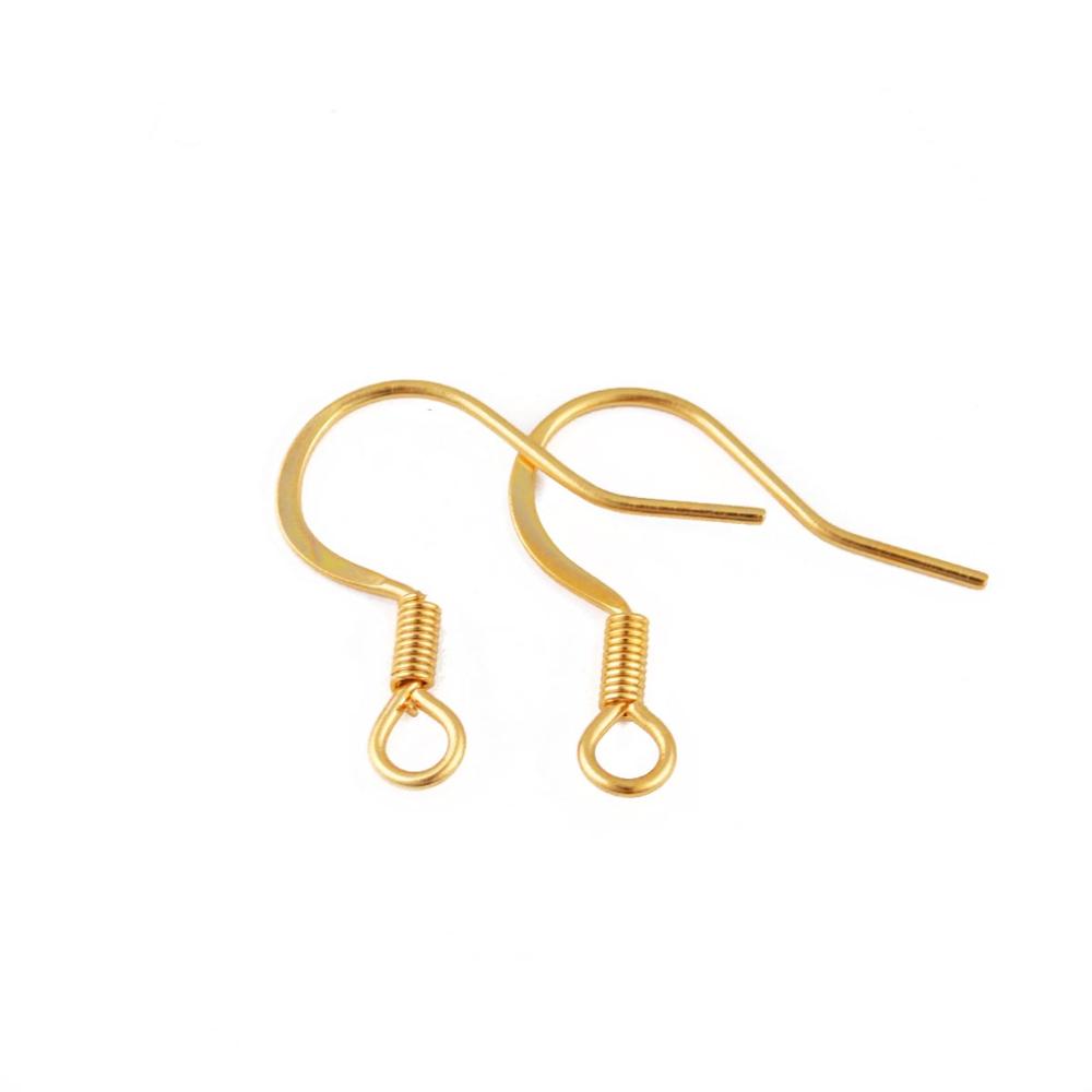 50 Stück/Los Goldfarbe Edelstahl Ohrhaken Ohrstecker Verschlüsse Mit Feder Ohrhaken Für Schmuckherstellung Zubehör