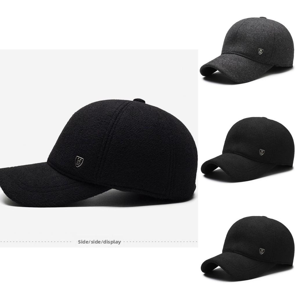 Simple Solid Color Middle Aged Warm Windproof Baseball Cap For Winter