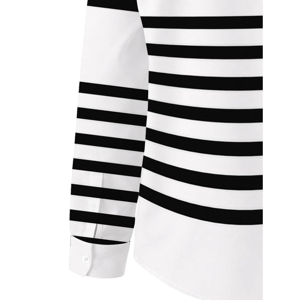 Stylish lapel striped long-sleeved shirt, simple commuter single-breasted cardigan top