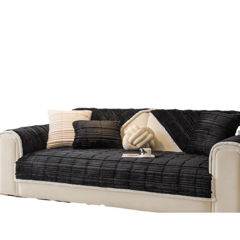 Cream Wind Milk Fleece Sofa Cushion Autumn And Winter Plush Seat Cushion Simple High-End Non-Slip Cover New Cover