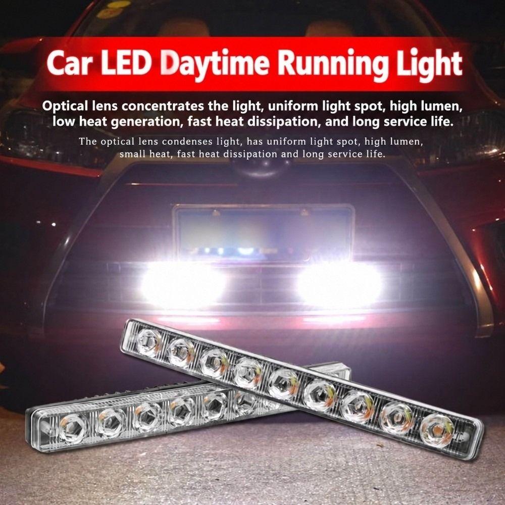 2Pcs 9-LED Daytime Running Lights Long Strip Design LED Strip Lights Driving Lamps  Fog Conditions