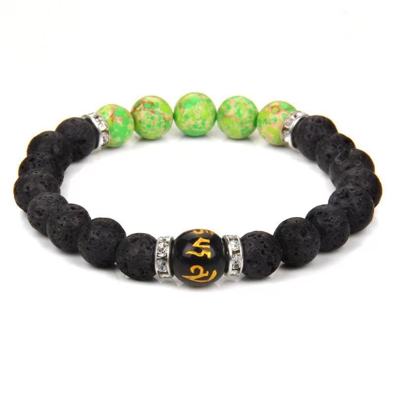 Popular Women's Lava Stone & Seven Chakra Yoga Energy Bracelet with Six-Character Mantra Beads