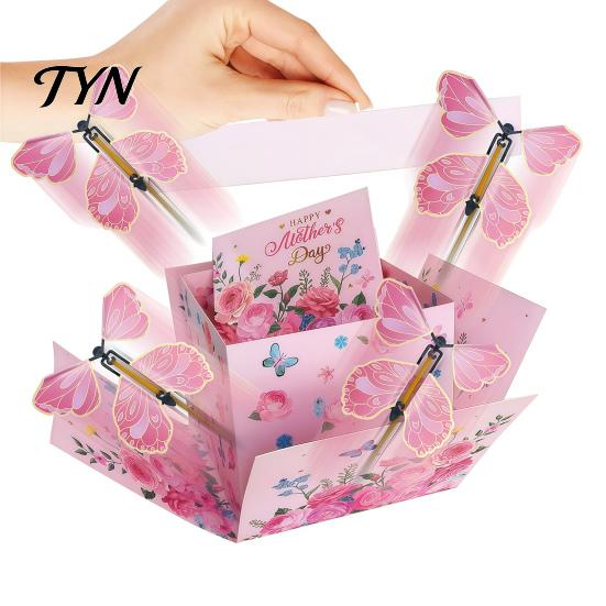 Easy Assembly Gift Box Butterfly Explosion Box, DIY Surprise Exploding Present Holder with 4 for Birthday Flying Butterflies Birthday, Anniversary,