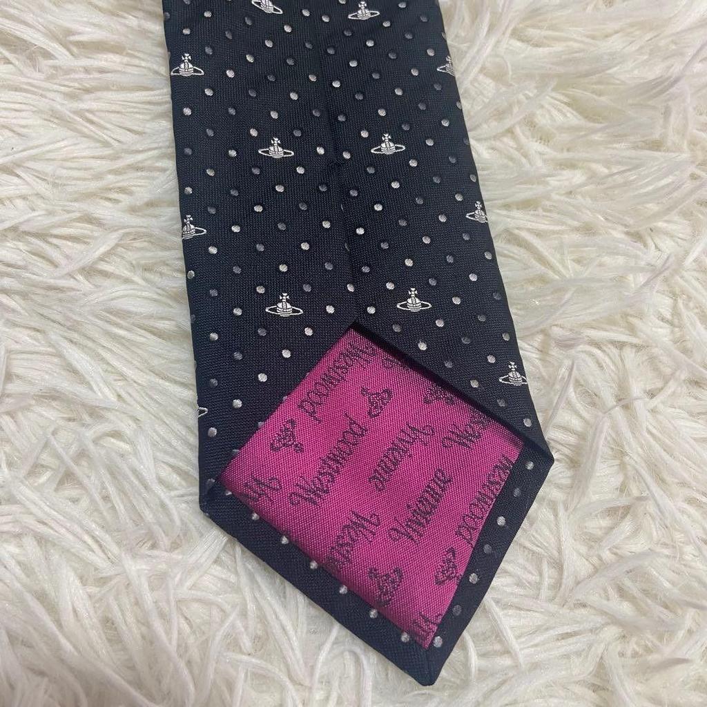 Used Vivienne Westwood Orbro Logo All Over Pattern Jacquard Narrow Tie