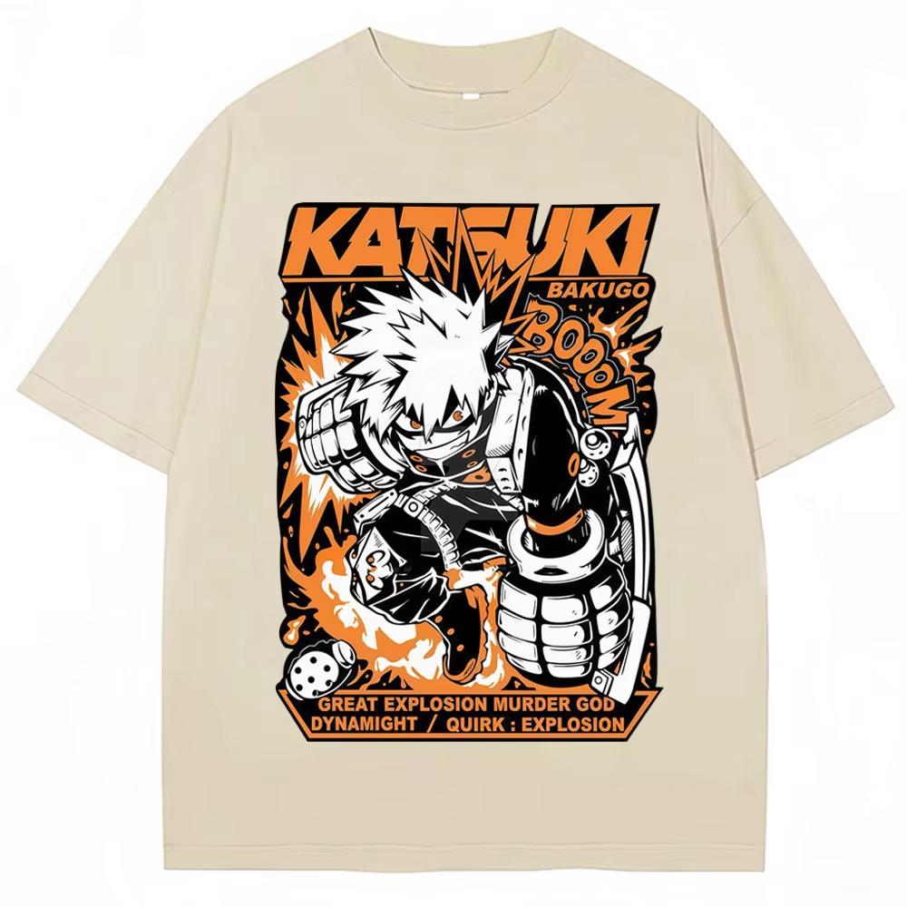 Anime My Hero Academia Bakugo Katsuki Print TShirts Vintage Harajuku Fashion Unisex Women Tshirts pure Cotton Casual T Shirt