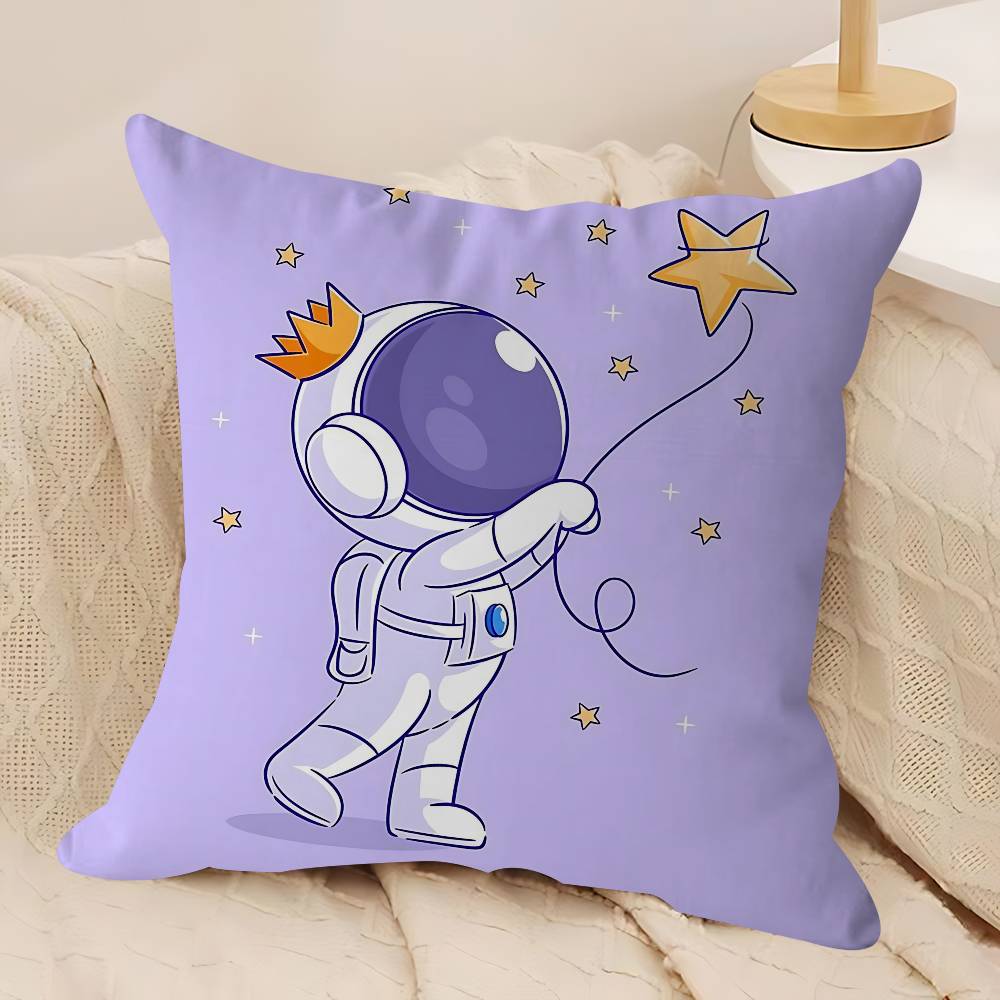 Cartoon Space Astronaut Cushion Cover Inches Farmhouse Decor Home Throw Pillow Covers For Couch Decorations