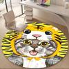 1PC Tiger Cat Office Round Area Rug,  Mat Suitable ForOffice, Under Office Chairs Bedroom Living Room Home Decor, Room Deco