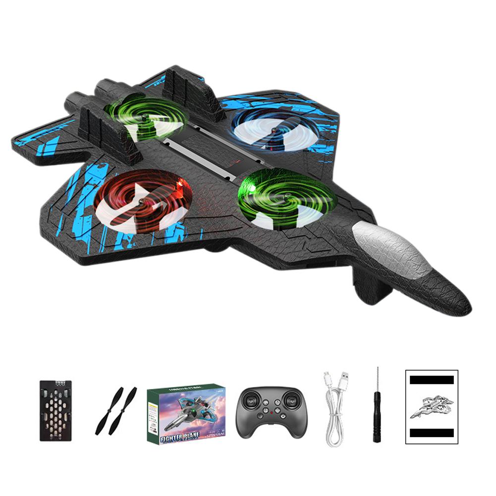 Foam RC Planes Fighter Jet Toys, Remote Control Airplanes for Kids, 360 Flip RC Drone Airplane Helicopter Fighter Jet with Light