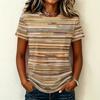 Women's Casual Pullover T-Shirt Short Sleeve Crew Neck Geometric Print Top Lightweight Comfortable Fit for Everyday Wear