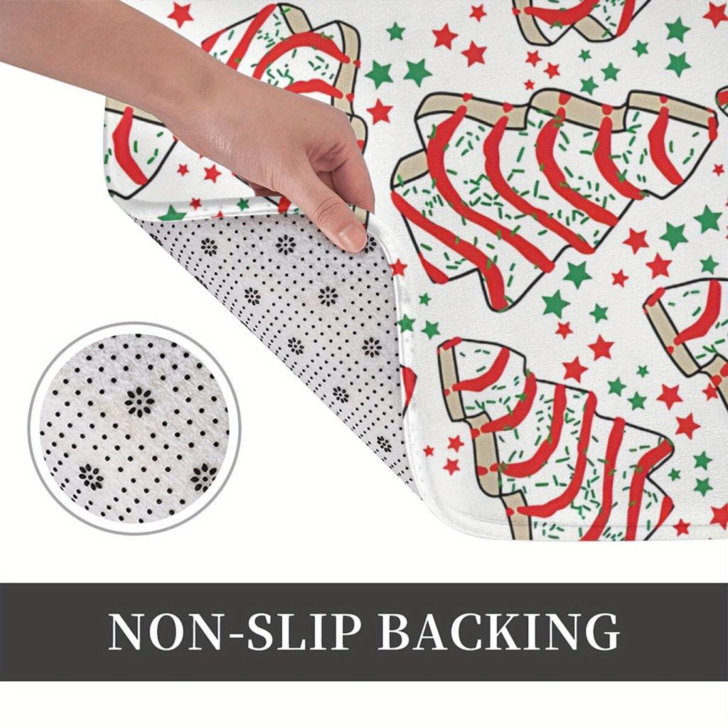 1Pcs Anti Fatigue Kitchen Rugs Christmas Tree Waterproof Non-Slip Thick Cushioned Kitchen Mat Heavy Duty Comfort Standing Mat for Kitchen