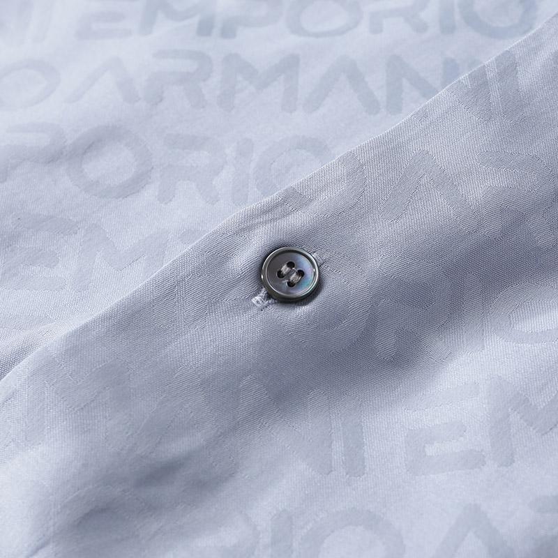 Emporio Armani Solid Color Button-Down Long Sleeve Shirt Men shirts Fog-Blue 3R1C86-1K0DZ-F752